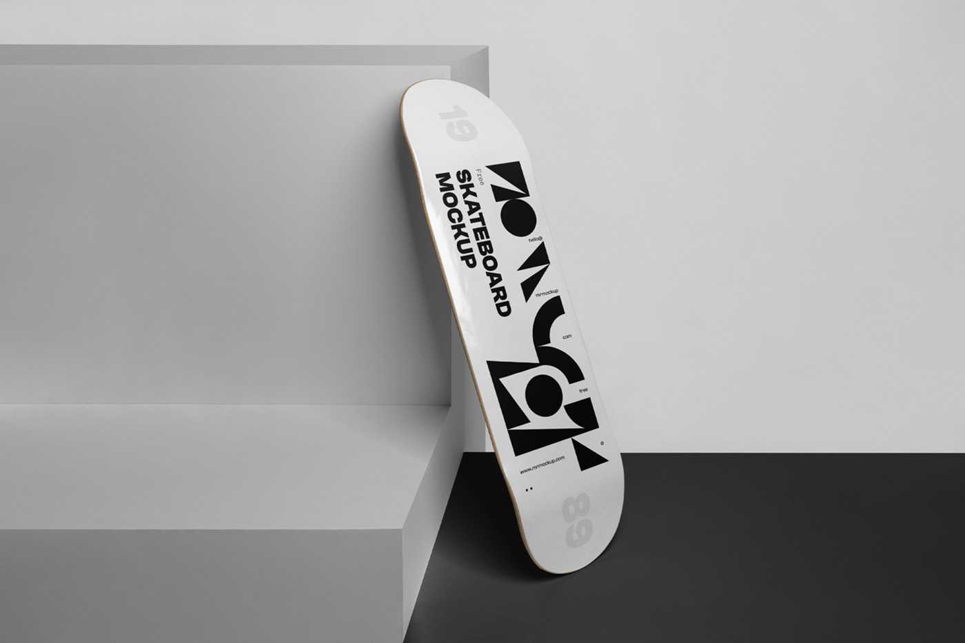 Free Skateboard on Boxes Mockup