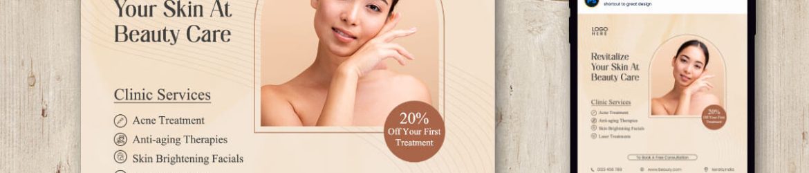 Free Skin Beauty Clinic Services Social Media Flyer Design PSD Template