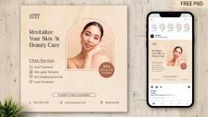 Free Skin Beauty Clinic Services Social Media Flyer Design PSD Template