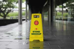 Free Slippery Sign Mockup