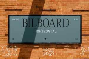 Free Small Billboard on Brick Wall Mockup