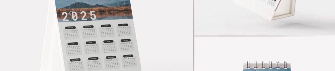 Free Small Desk Calendar 2024 Mockup PSD set