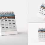 Free Small Desk Calendar 2024 Mockup PSD set