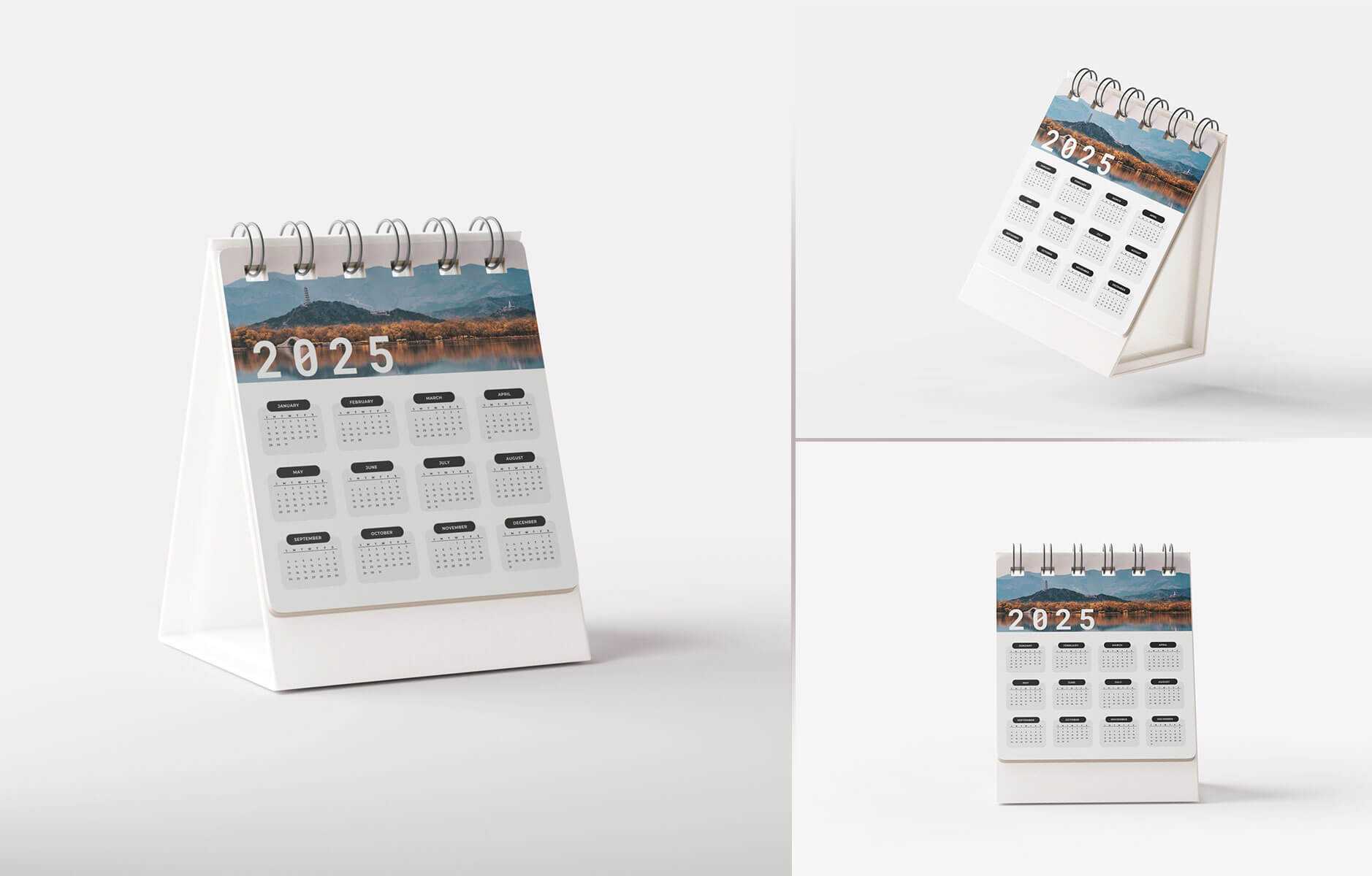 Free Small Desk Calendar 2024 Mockup PSD set