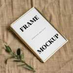 Free Small Golden A5 Photo Frame Mockup PSD