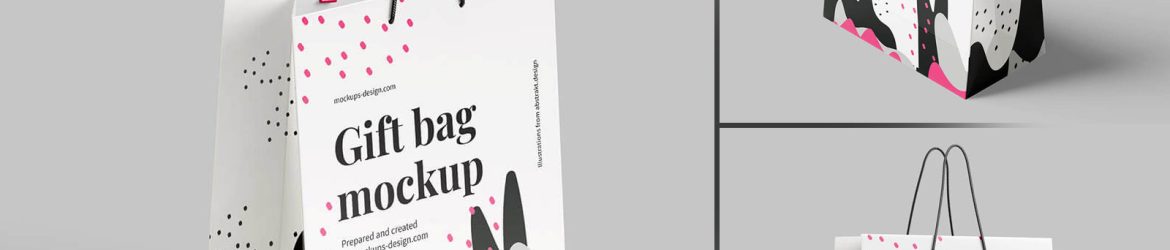 Free Small Paper Gift Bag Mockup PSD Set