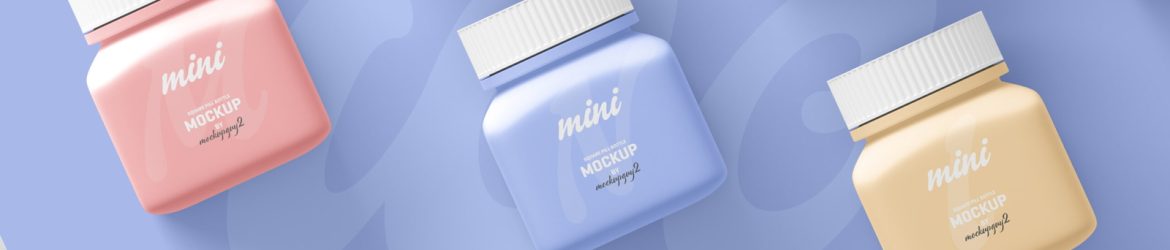 Free Small Square Pill Bottle Mockup