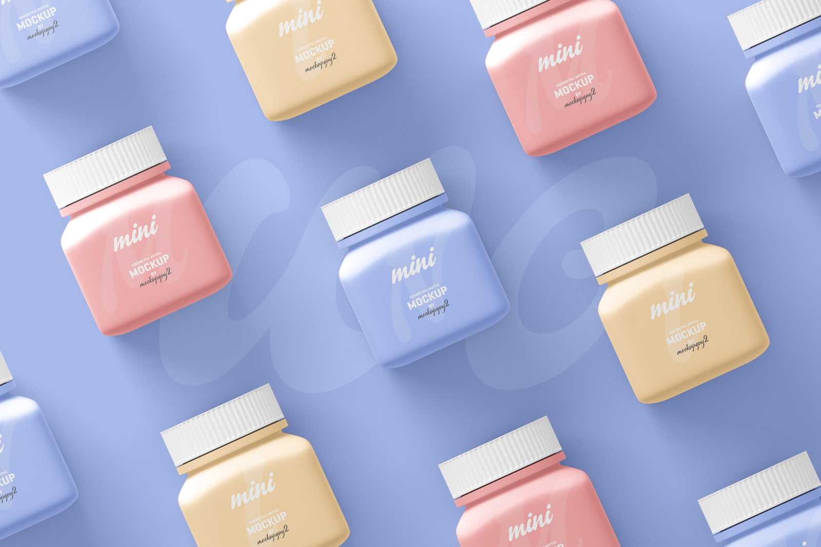 Free Small Square Pill Bottle Mockup