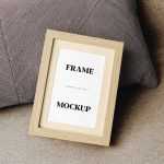 Free Small Wooden Photo Frame Mockup PSD