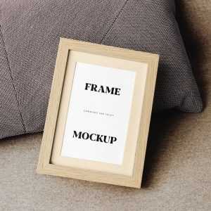 Free Small Wooden Photo Frame Mockup PSD