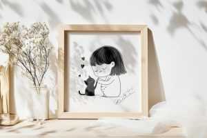 Free Small Wooden Square Photo Frame Mockup