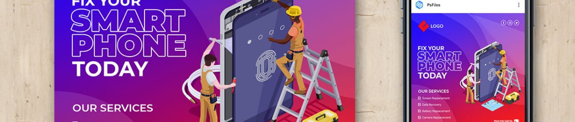 Free Smart Phone Repair Instagram Post Design PSD Template Free Smart Phone Repair Instagram Post Design PSD Template