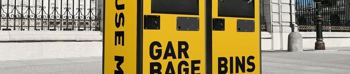 Free Smart Solar Garbage Bins Mockup PSD Set