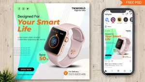 Free Smart Watch Product Instagram Post Design PSD Template