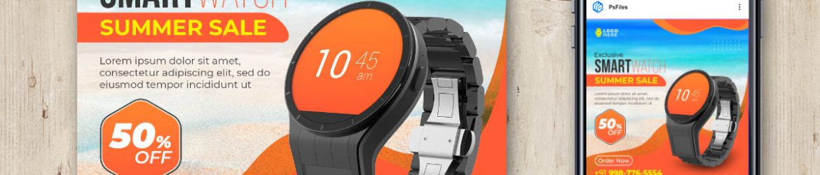 Free Smart Watch Wearable Product Post Design PSD Template