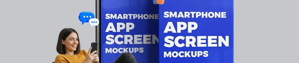 Free Smartphone App Screen Mockups PSD - 3 Style - Mobile UI Presentation