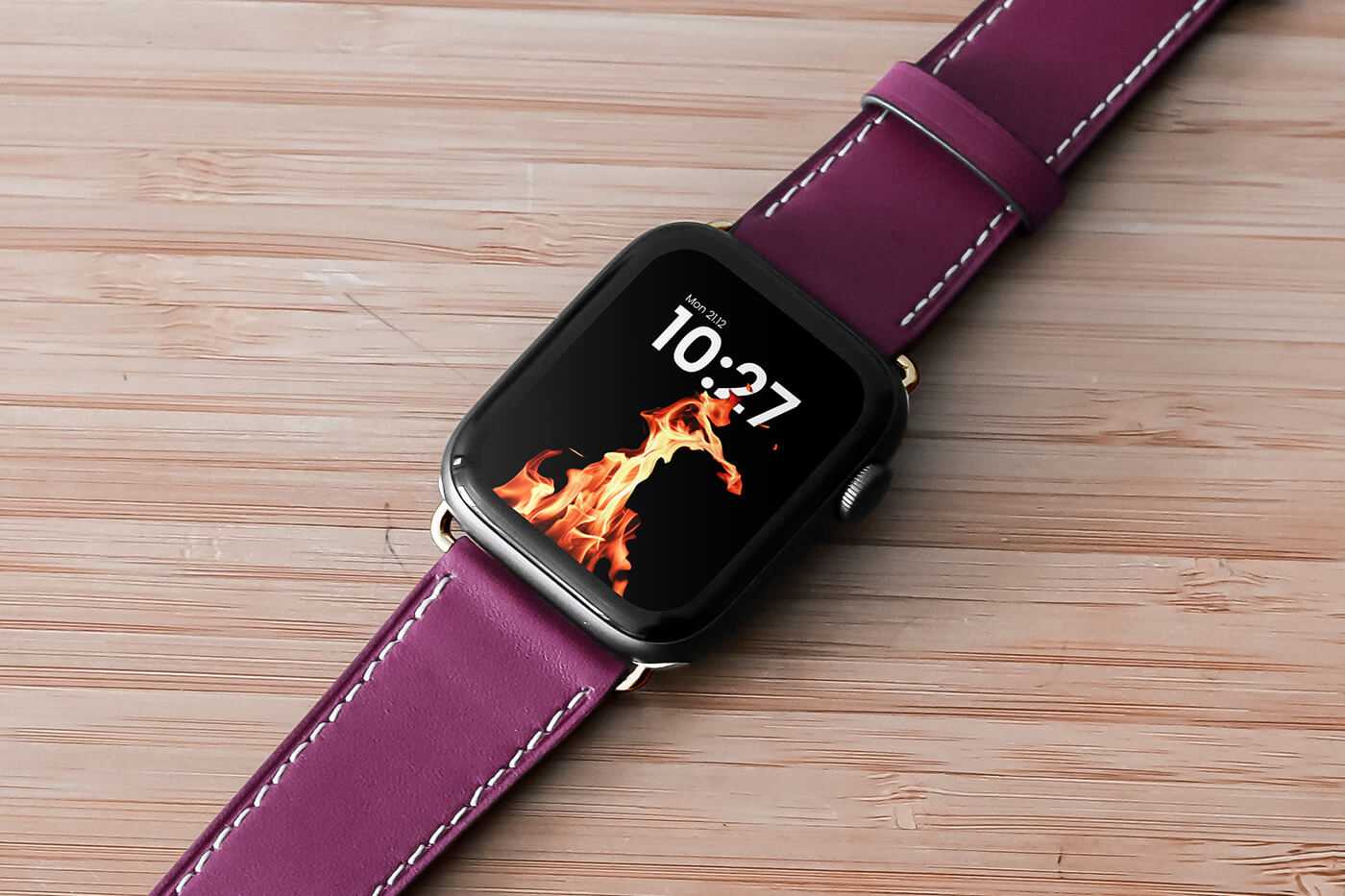 Free Smartwatch Mockup with Leather Strap Belt