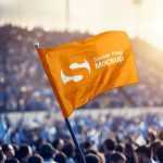 Free Soccer Stadium Waving Flag Mockup PSD