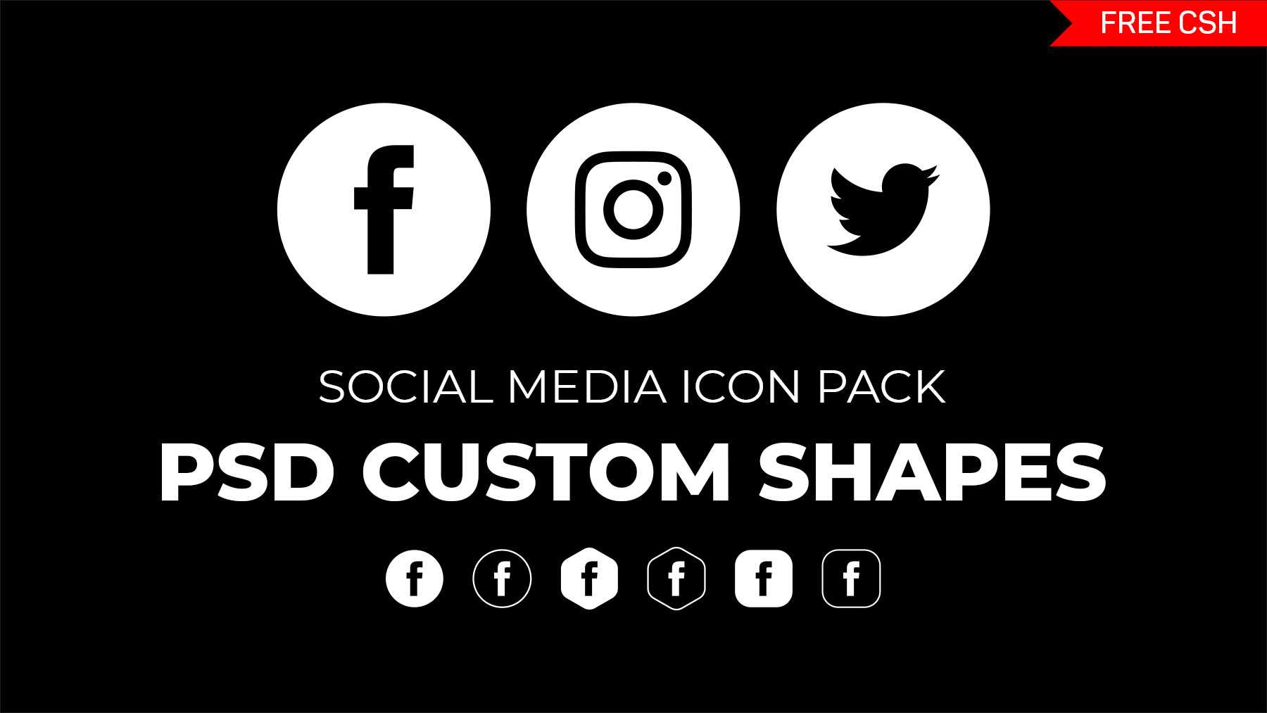 Free Social Media Icons Photoshop Custom Shapes - 6 Style Sets | PsFiles