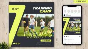 Free Social Media Post PSD Template for Kids School Training Camp