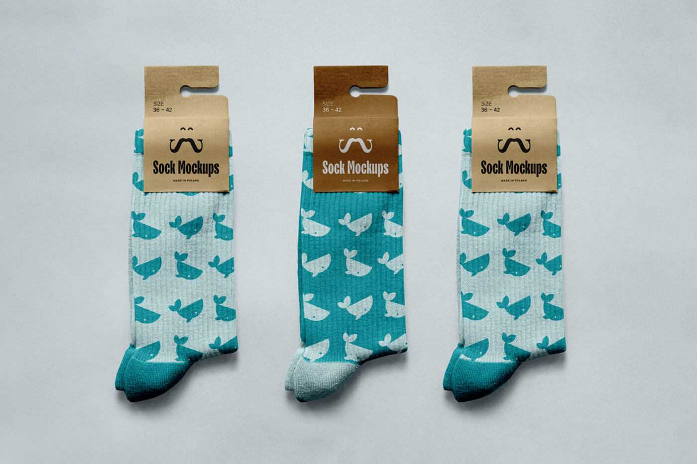 Free Socks With Hanging Label Mockup PSD