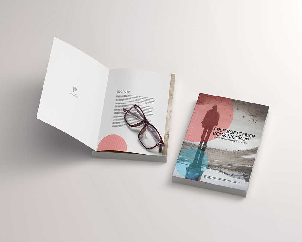 Free Softcover Book Mockup PSD Scene