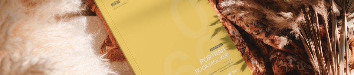Free Softcover Book Mockup with Rustic Decor and Shadows
