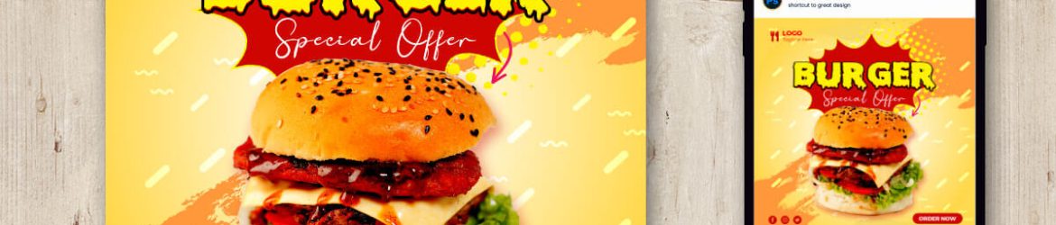 Free Special Burger Food Offer Instagram Post Design PSD Template