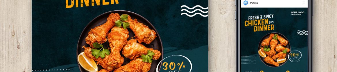 Free Spicy Chicken Dinner Instagram Post Design PSD Template