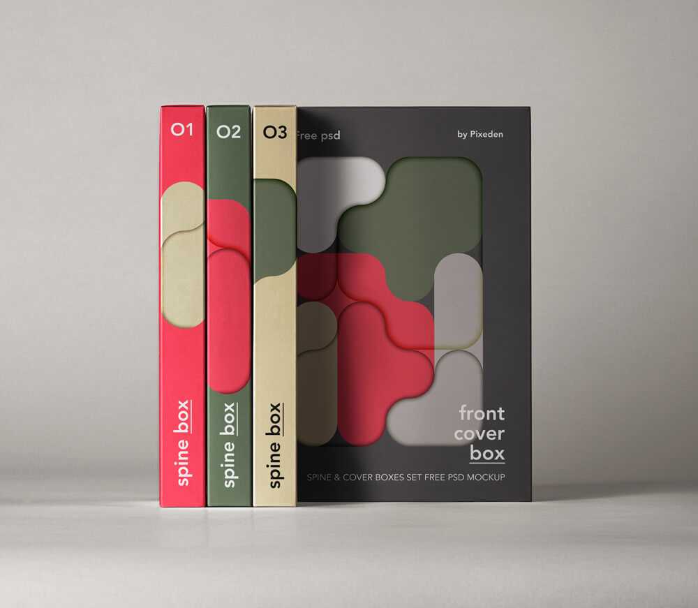 Free Spine Cover Boxes Mockup PSD