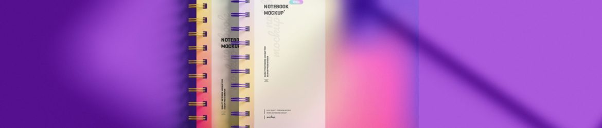 Free Spiral Notebook Mockup With Shadow Overlay