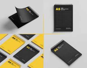 Free Spiral Paper Notepad Mockups 5 PSD Set