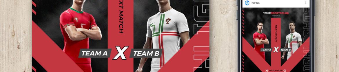 Free Sports Team League VS Match Ad Banner Design Template PSD