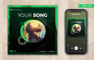 Free Spotify Album Cover PSD Template
