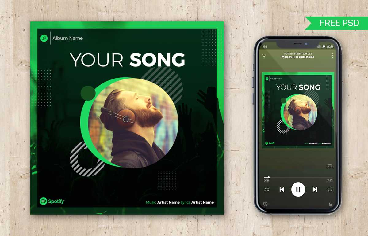 Free Spotify Album Cover PSD Template