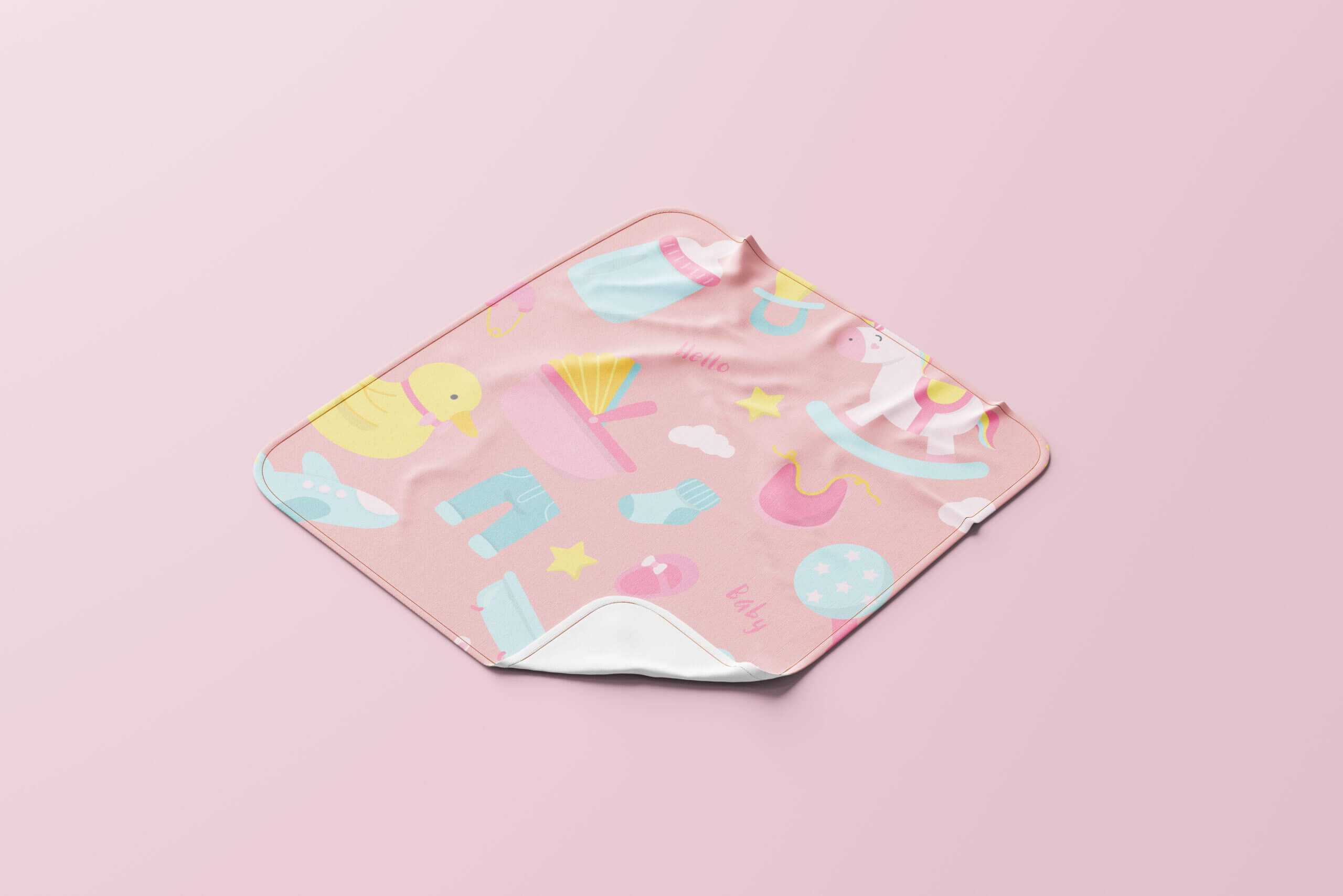 Free Square Baby Blanket Mockups PSD Set
