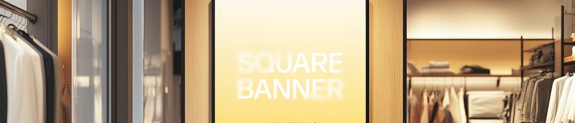 Free Square Banner Mockup Inside Store Wall