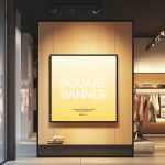 Free Square Banner Mockup Inside Store Wall