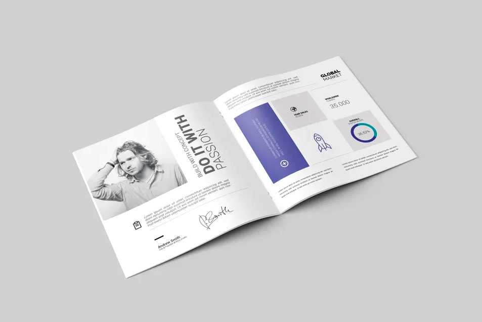 Free Square Brochure Inner MockUp PSD PSD