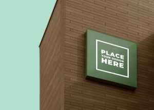 Free Square Building Sign Mockup PSD