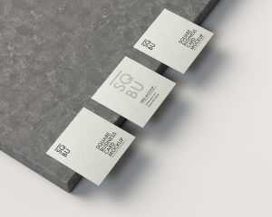Free Square Business Card Mockup on Concrete
