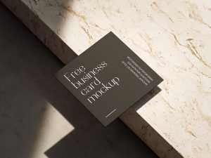 Free Square Business Card Mockups set Shadow Scene