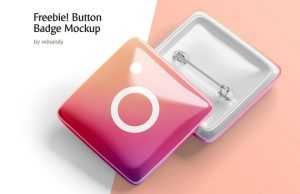 Free Square Button Badge Mockup PSD PSD