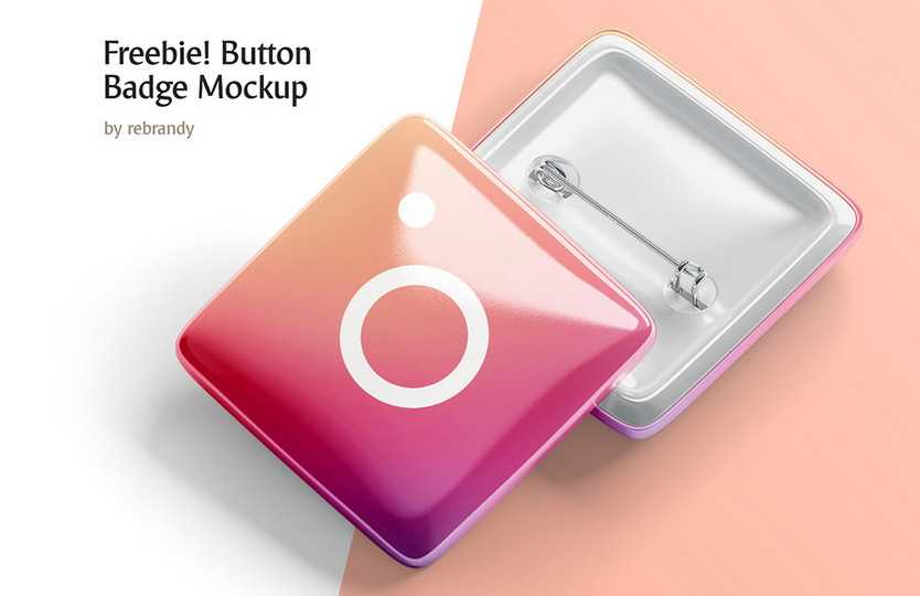 Free Square Button Badge Mockup PSD PSD