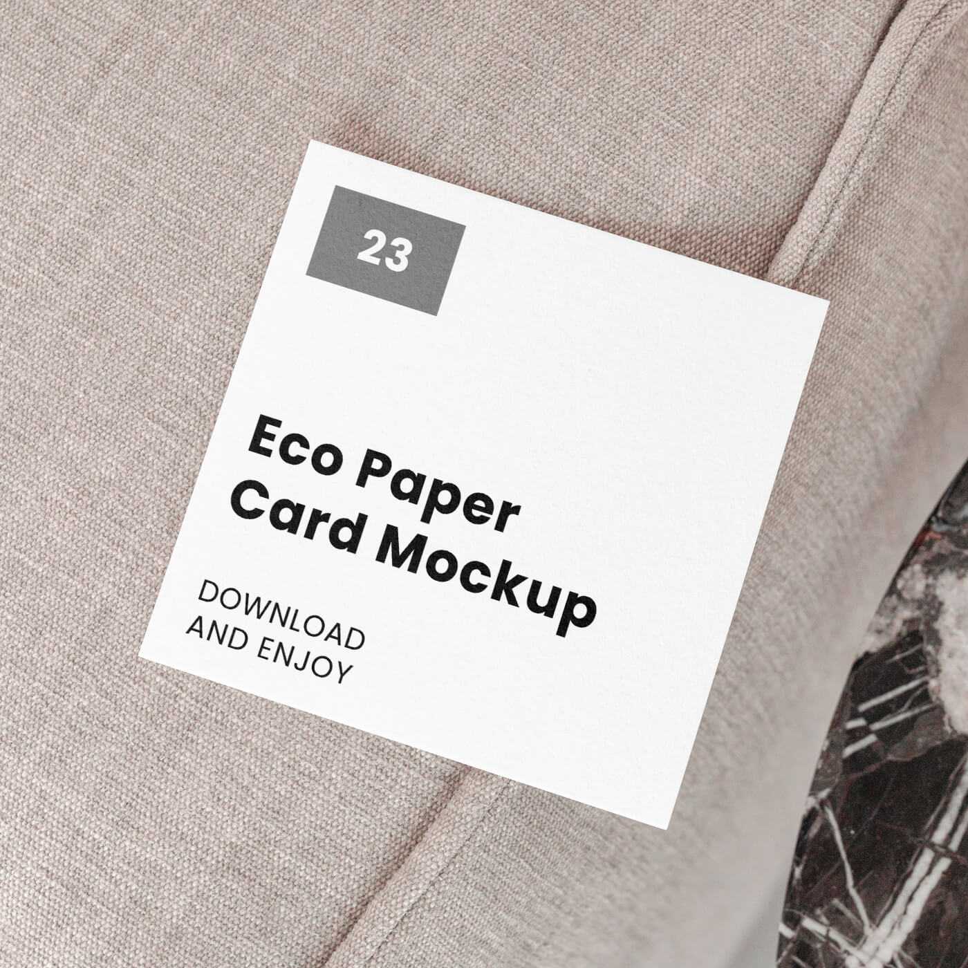 Free Square Card Mockup with Pillow