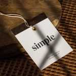 Free Square Clothing Label Hang Tag Mockup Shadow Overlay