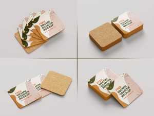 Free Square Coaster Mockups PSD set