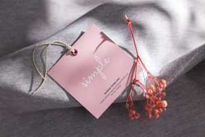 Free Square Fabric Hanging Label Tag Mockup PSD
