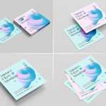 Free Square Flyer, Social Media Post Mockups PSD set