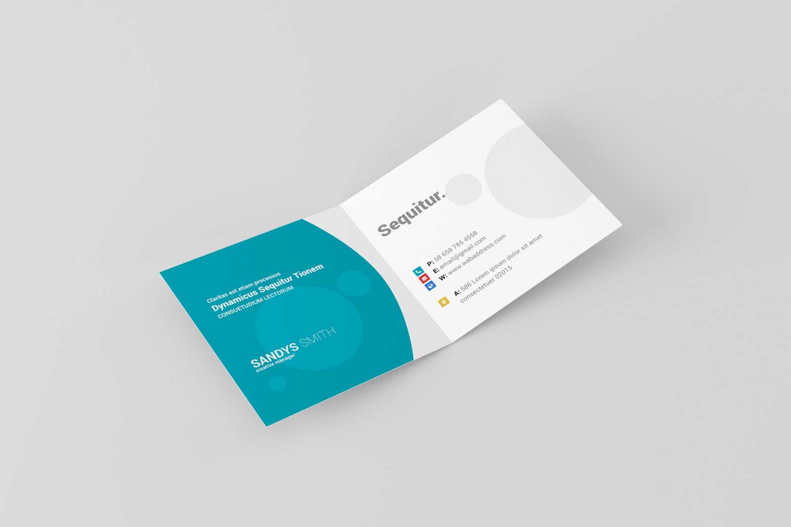 Free Square Fold Business Card Mockup